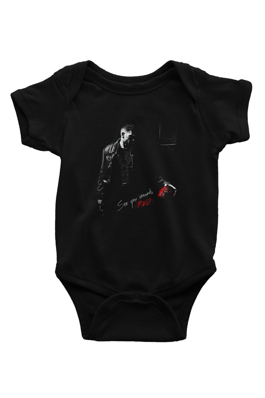Punisher Baskılı Siyah Bebek Body - Zıbın