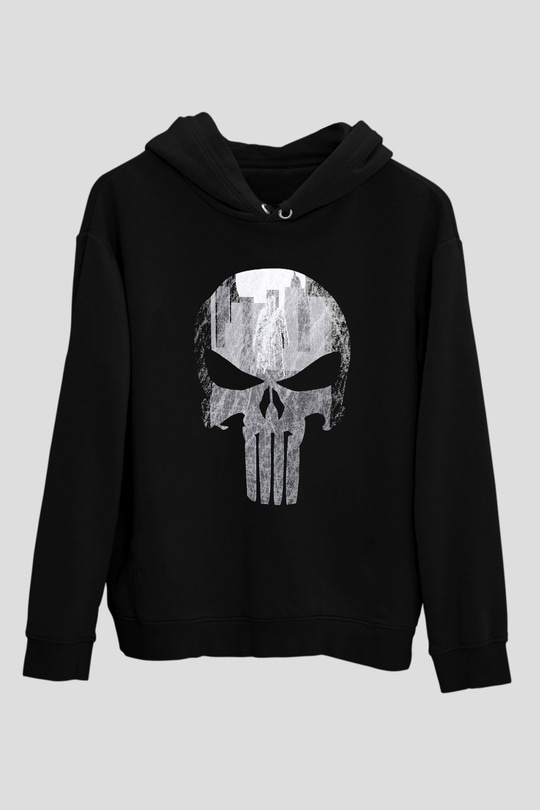 Punisher Siyah Unisex Hoodie