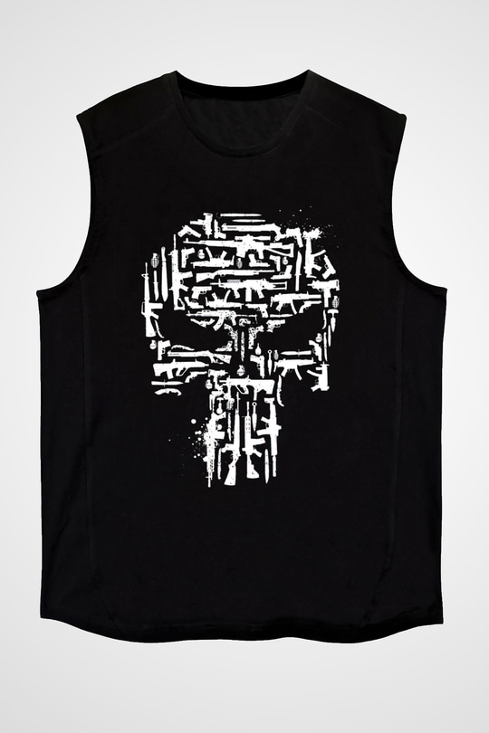 Punisher Siyah Unisex Kolsuz Tişört
