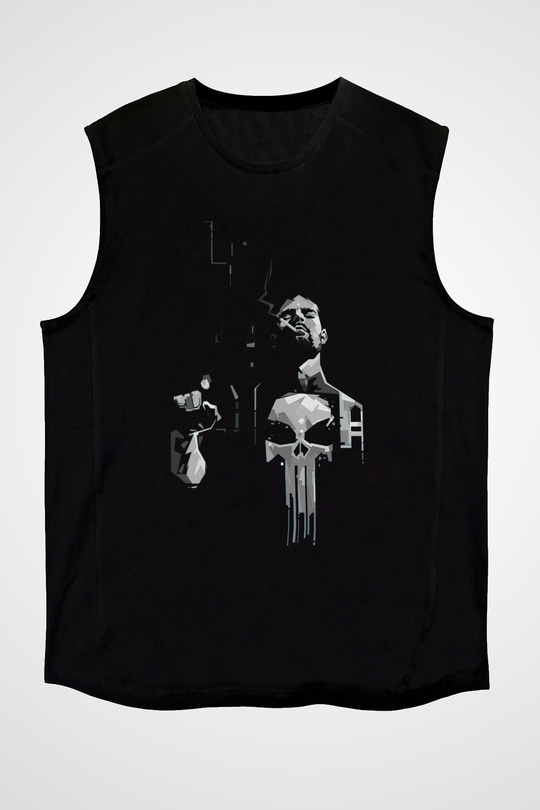 Punisher Siyah Unisex Kolsuz Tişört