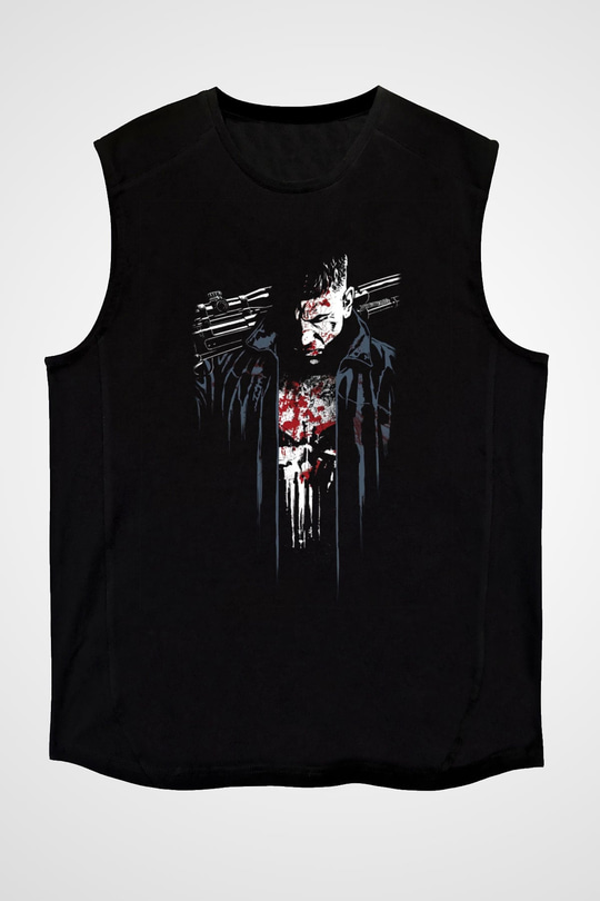 Punisher Siyah Unisex Kolsuz Tişört