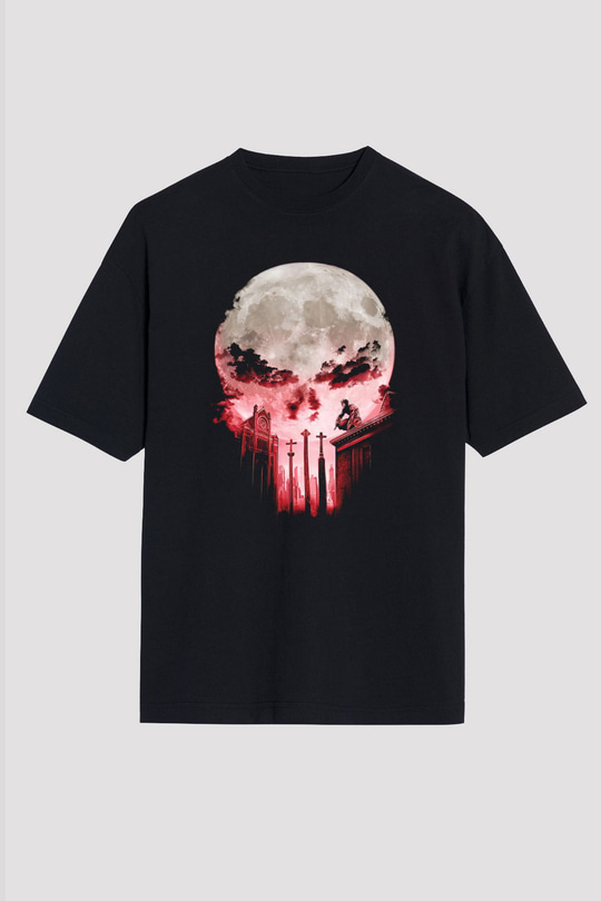 Punisher Siyah Unisex Oversize Tişört T-Shirt