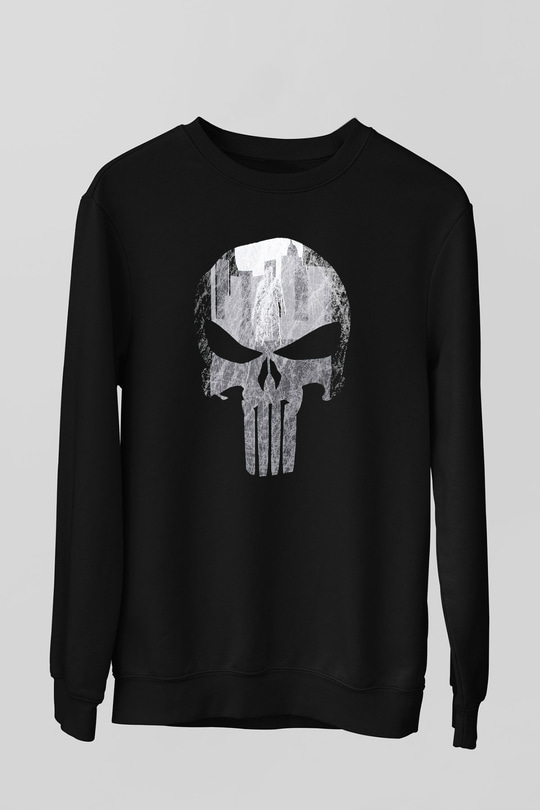 Punisher Siyah Unisex Sweatshirt