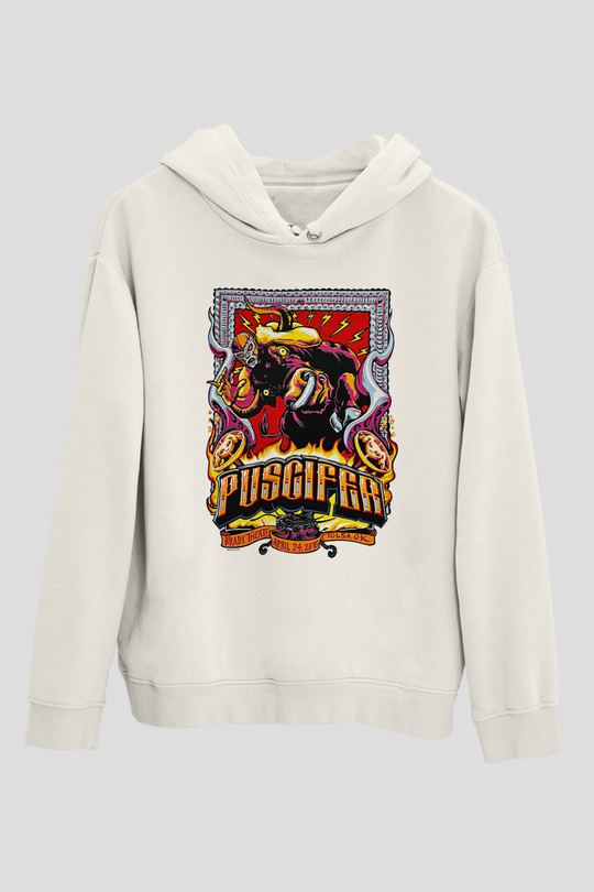 Puscifer Baskılı Beyaz Unisex Kapüşonlu Sweatshirt