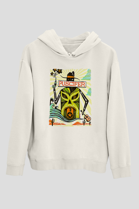 Puscifer Baskılı Beyaz Unisex Kapüşonlu Sweatshirt