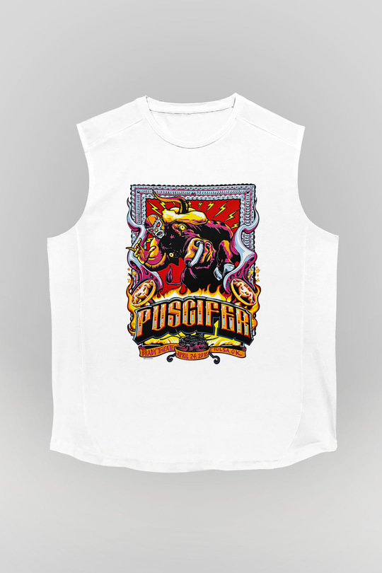 Puscifer Baskılı Beyaz Unisex Kolsuz Tişört - Tshirt