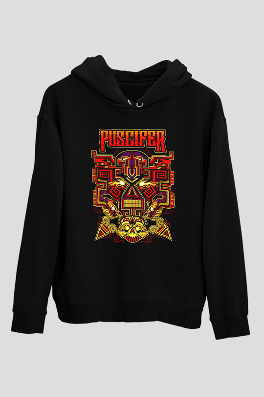 Puscifer Baskılı Unisex Siyah Kapüşonlu Sweatshirt