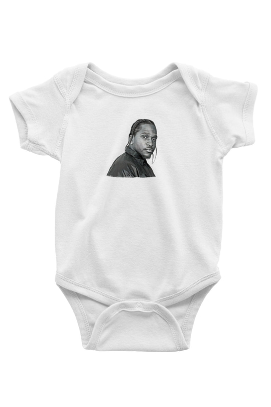 Pusha T Baskılı Beyaz Unisex Bebek Body - Zıbın