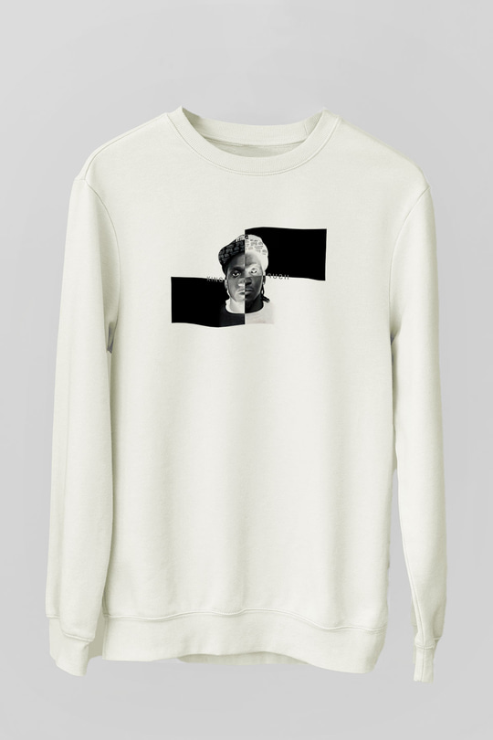 Pusha T Baskılı Beyaz Unisex Sweatshirt