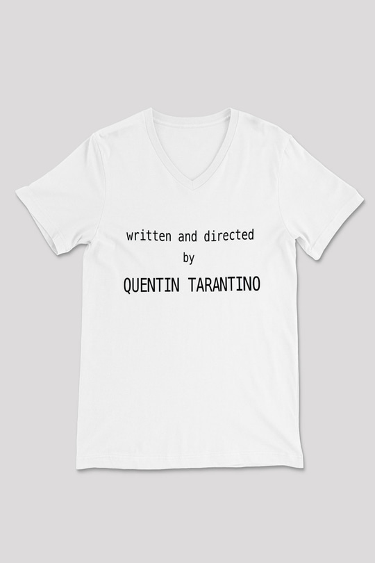 Quentin Tarantino Yazılı Beyaz Unisex V Yaka Tişört T-Shirt