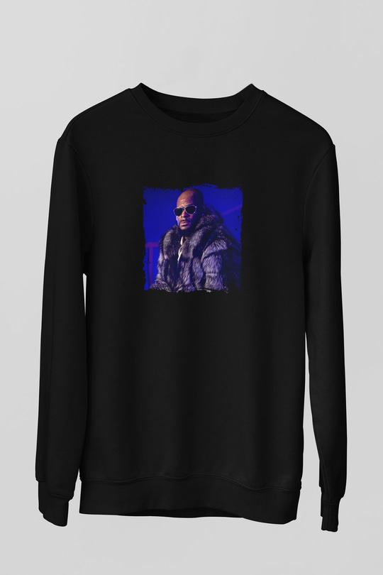 R. Kelly Baskılı Unisex Siyah Sweatshirt