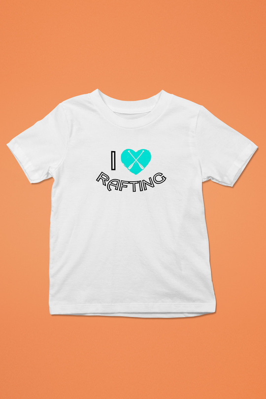 Rafting Baskılı Unisex Beyaz Çocuk Tişört - Tshirt