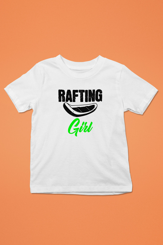 Rafting Baskılı Unisex Beyaz Çocuk Tişört - Tshirt