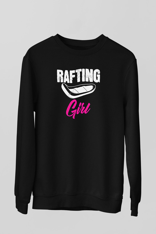 Rafting Baskılı Unisex Siyah Sweatshirt