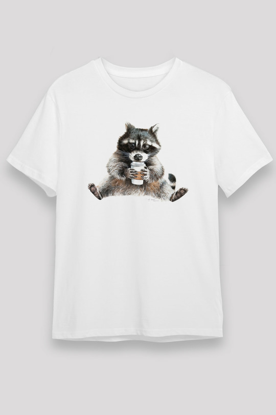 Rakun Beyaz Unisex Tişört T-Shirt - TişörtFabrikası