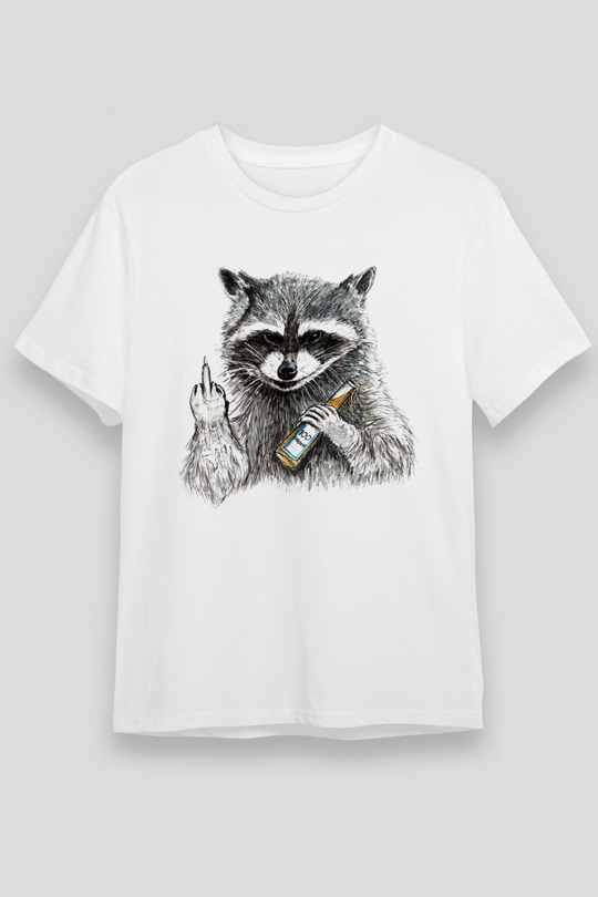 Rakun Beyaz Unisex Tişört T-Shirt - TişörtFabrikası