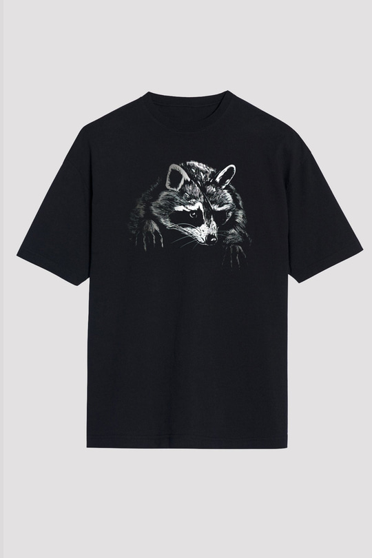 Rakun Siyah Unisex Tişört T-Shirt - TişörtFabrikası