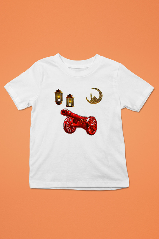 Ramazan Bayramı Baskılı Beyaz Unisex Beyaz Çocuk Tişört - Tshirt