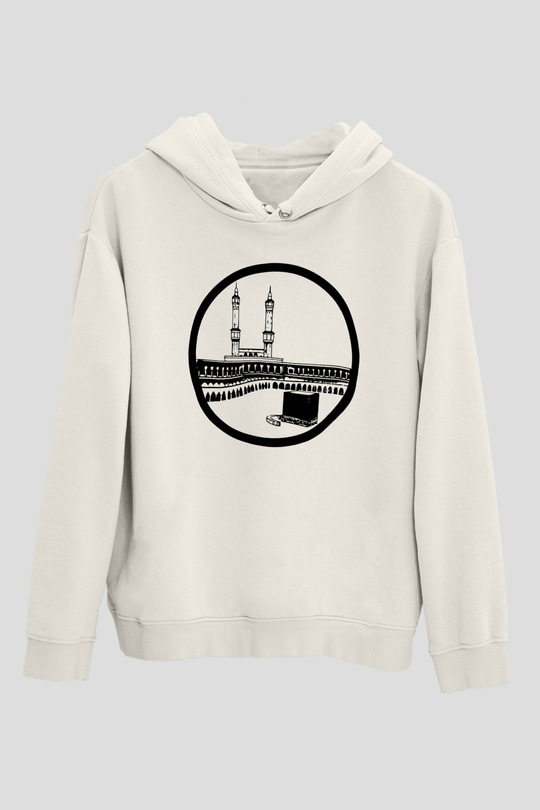 Ramazan Bayramı Baskılı Beyaz Unisex Kapüşonlu Sweatshirt