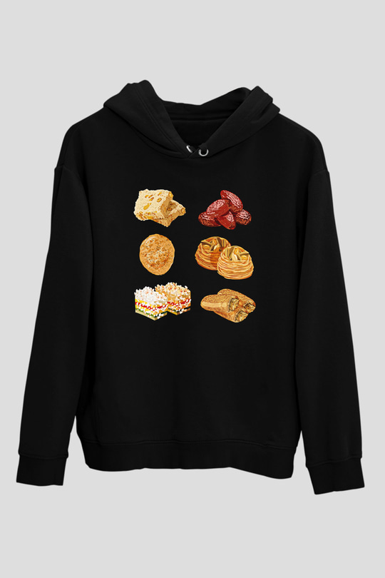Ramazan Bayramı Baskılı Unisex Siyah Hoodie