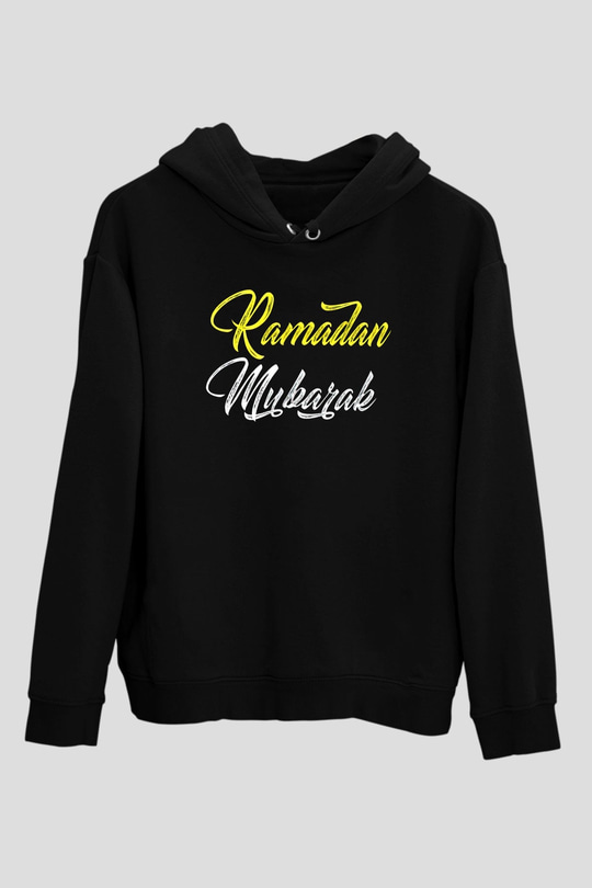 Ramazan Bayramı Baskılı Unisex Siyah Hoodie