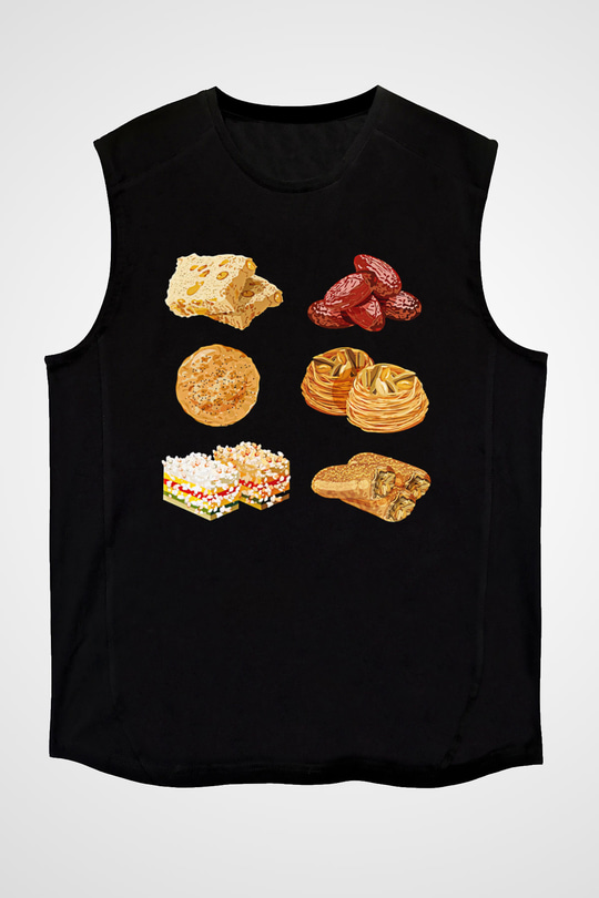 Ramazan Bayramı Baskılı Unisex Siyah Kolsuz Tişört - Tshirt