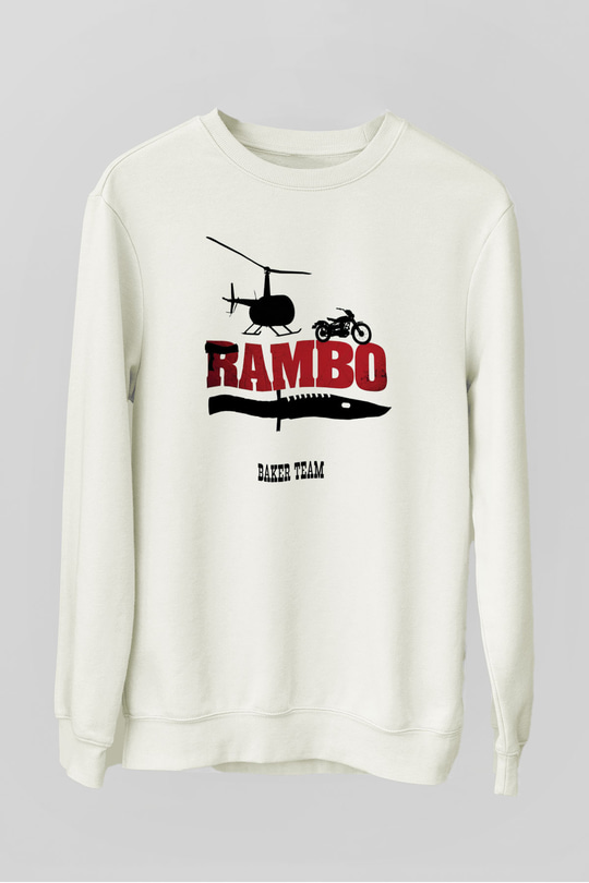 Rambo Beyaz Unisex Sweatshirt