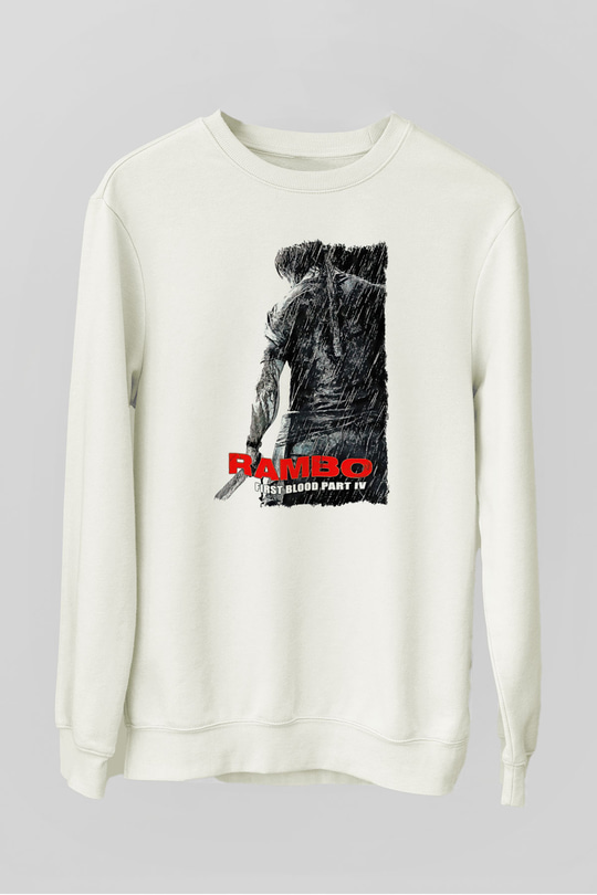 Rambo Beyaz Unisex Sweatshirt