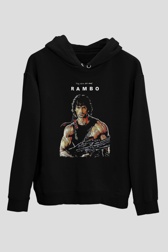 Rambo Siyah Unisex Hoodie