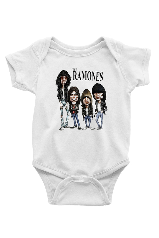 Ramones Baskılı Beyaz Unisex Bebek Body - Zıbın