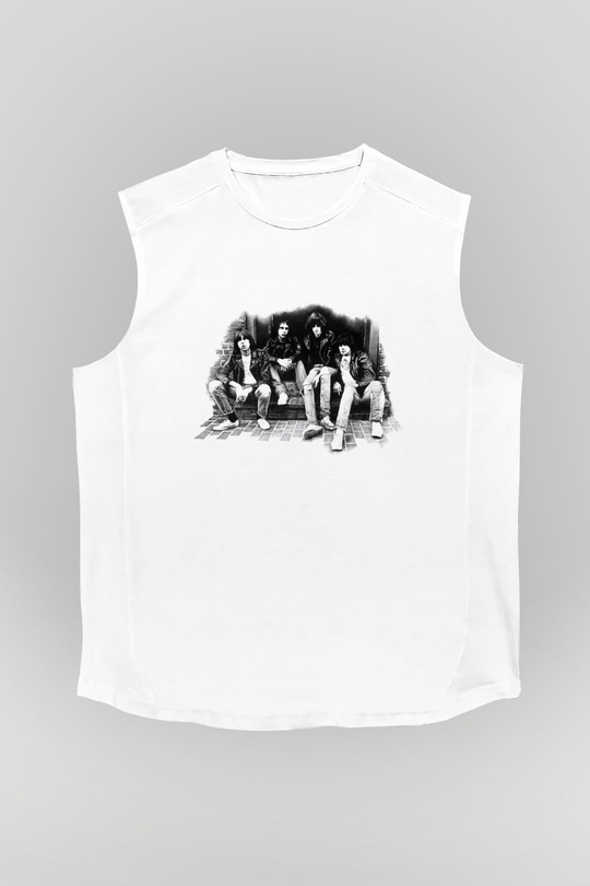 Ramones Beyaz Unisex Kolsuz Tişört