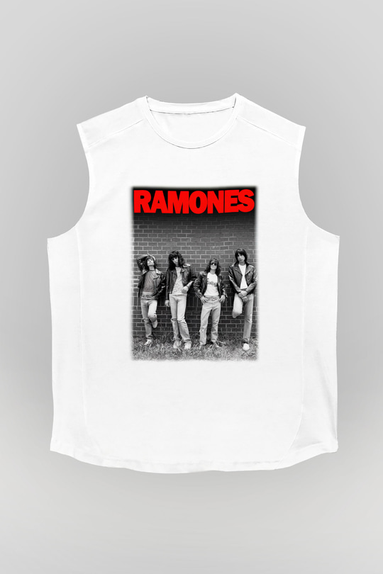 Ramones Beyaz Unisex Kolsuz Tişört