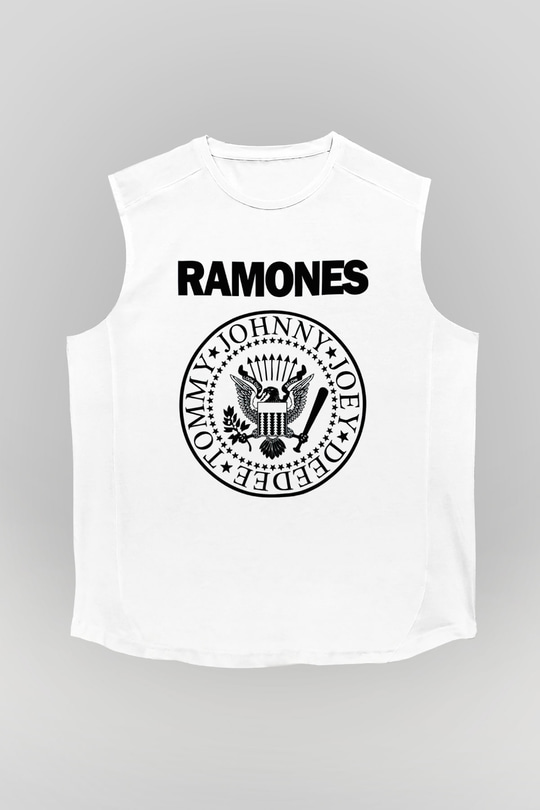 Ramones Beyaz Unisex Kolsuz Tişört