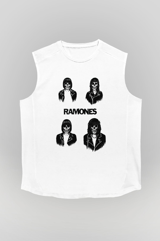 Ramones Beyaz Unisex Kolsuz Tişört