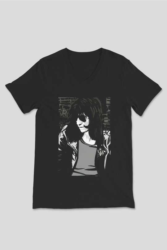 Ramones Siyah Unisex V Yaka Tişört