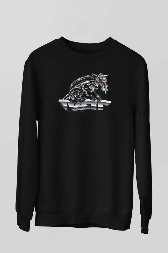 Ratt Baskılı Unisex Siyah Sweatshirt