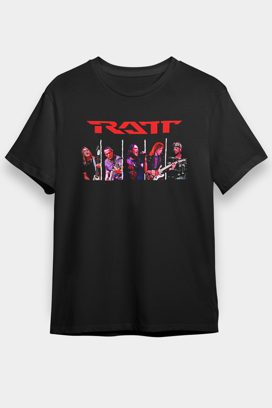 Ratt Baskılı Unisex Siyah Tişört - Tshirt