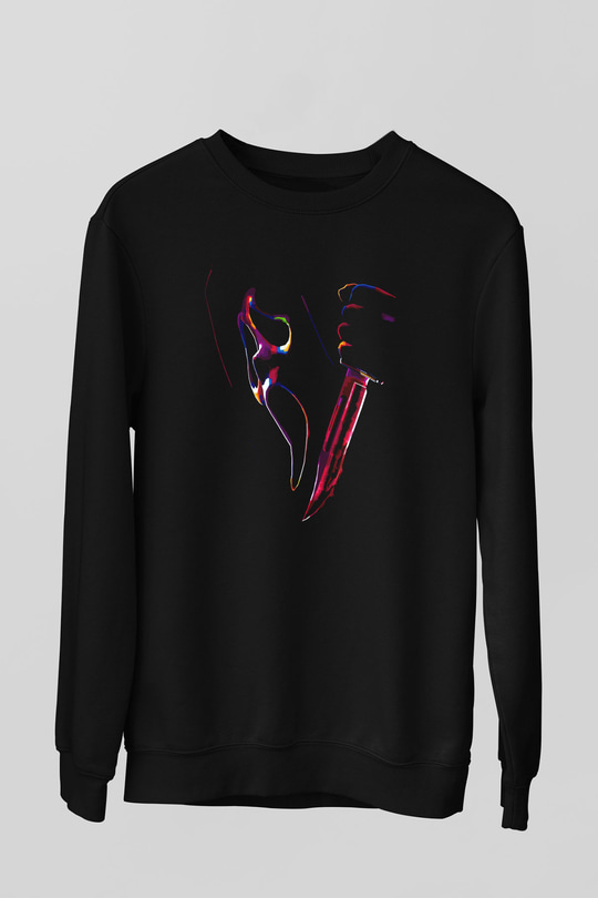 Renkli Çığlık Baskılı Unisex Siyah  Sweatshirt