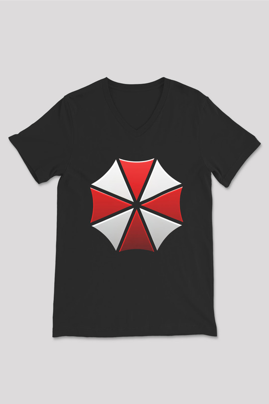 Resident Evil Siyah Unisex V Yaka Tişört T-Shirt