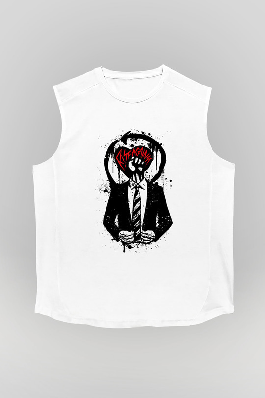 Rise Against Beyaz Unisex Kolsuz Tişört