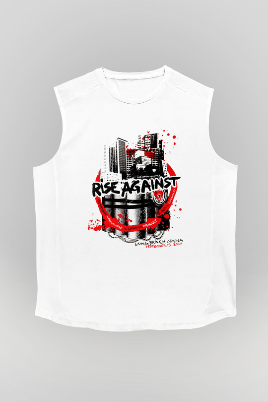 Rise Against Beyaz Unisex Kolsuz Tişört