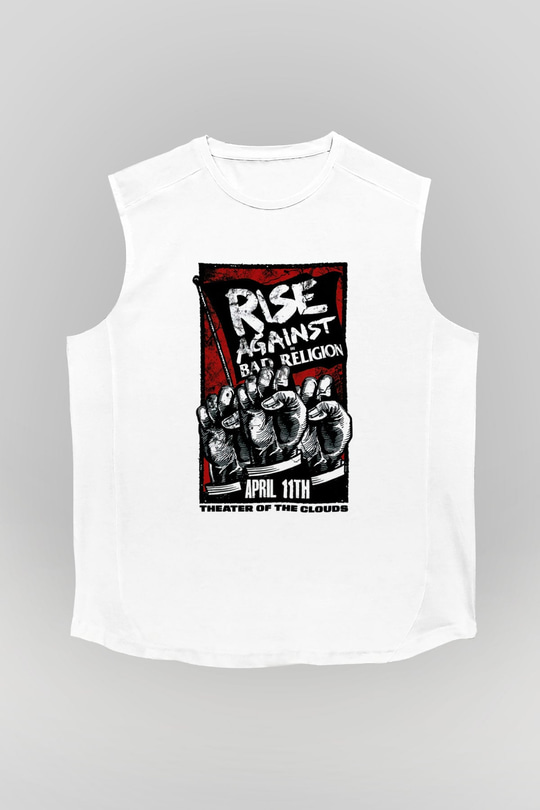 Rise Against Beyaz Unisex Kolsuz Tişört