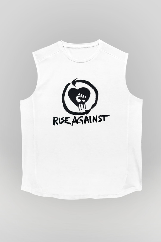 Rise Against Beyaz Unisex Kolsuz Tişört