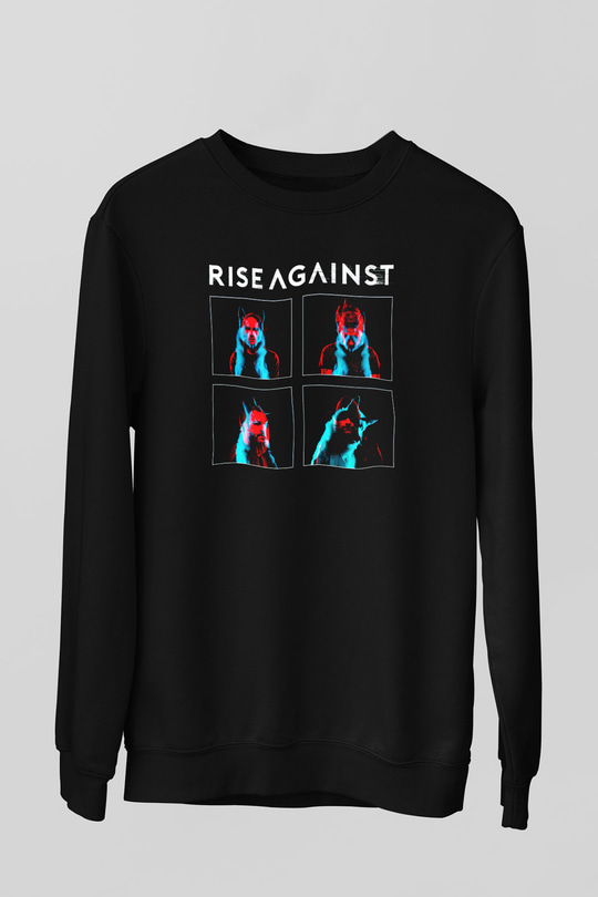 Rise Against Siyah Unisex Sweatshirt