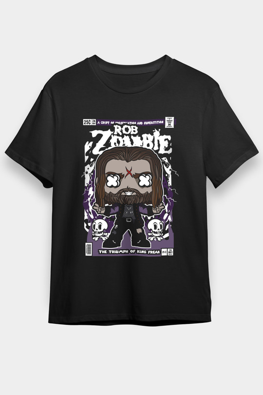 Rob Zombie Baskılı Unisex Siyah Tişört