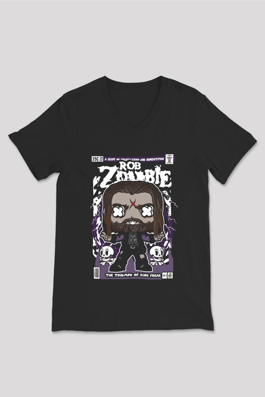 Rob Zombie Baskılı Unisex Siyah V Yaka Tişört