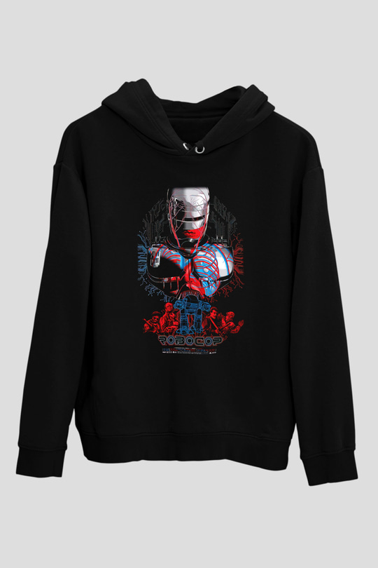 RoboCop Siyah Unisex Kapşonlu Sweatshirt