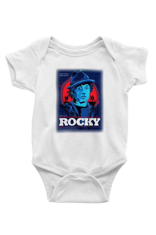 Rocky Baskılı Beyaz Unisex Bebek Body - Zıbın