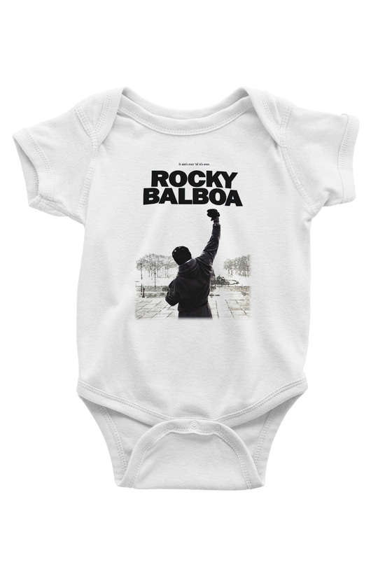 Rocky Baskılı Beyaz Unisex Bebek Body - Zıbın