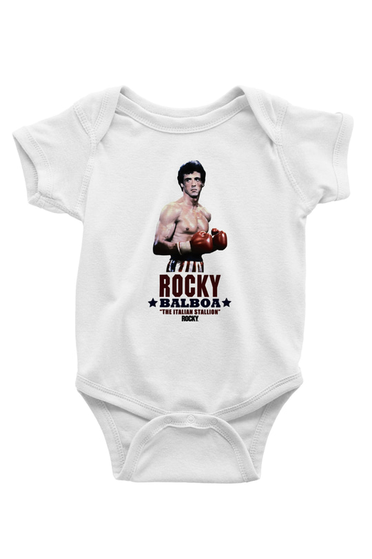 Rocky Baskılı Beyaz Unisex Bebek Body - Zıbın